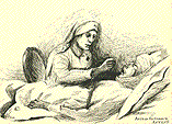 sketch of nurse at bedside